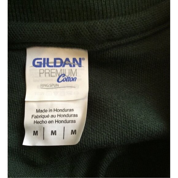 Gildan Polo Medium Hunter Green Solid 100% Cotton sku4 - Picture 3 of 4